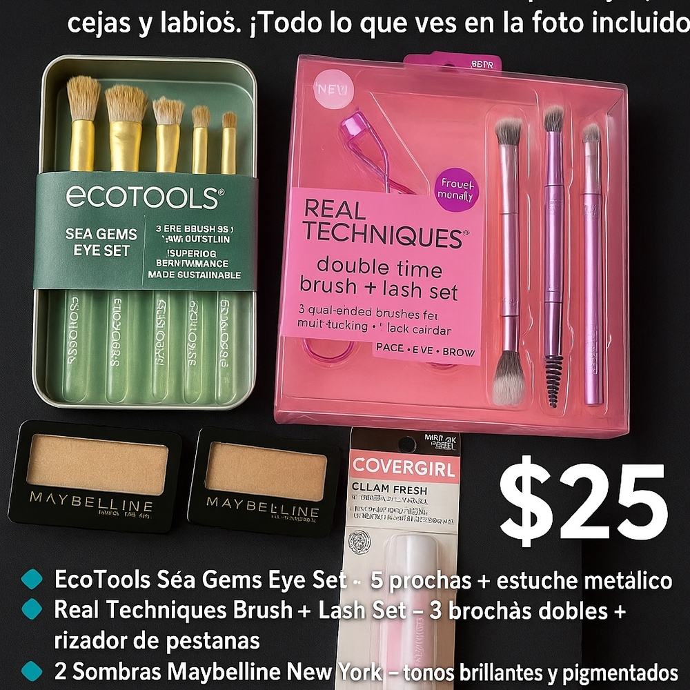 Real Techniques Green and Pink Makeup Brush Set